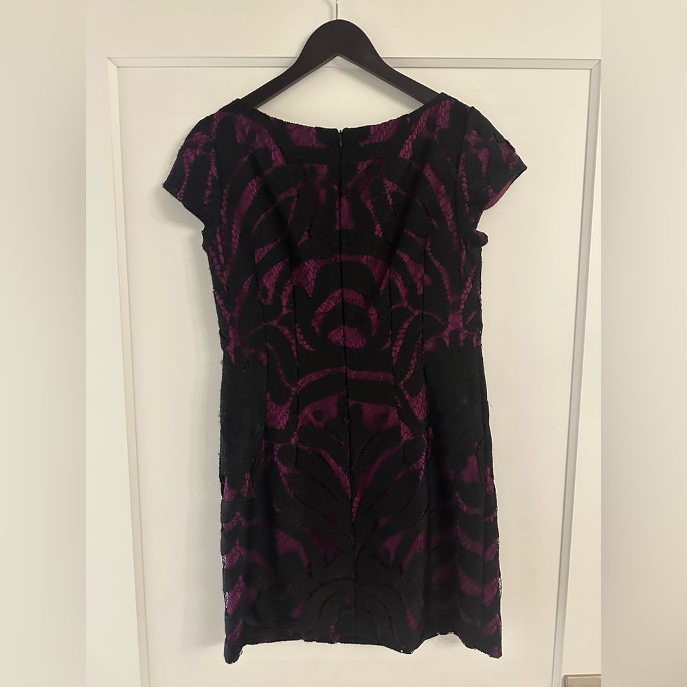 Nanette Lepore Purple Black Lace Sheath Dress Size 6